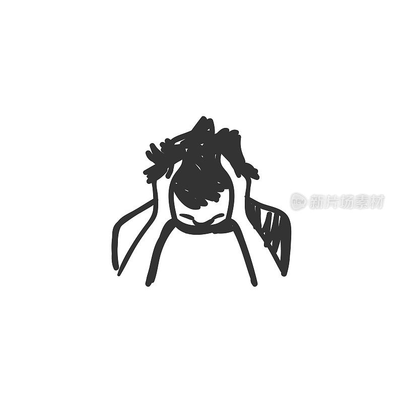 Worry feeling icon. Outline sketch drawing